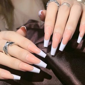 Colorblock French Style Press On Nail 24pcs